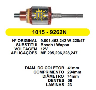 1015 IND. PART. WAPSA MF296 12V C294 D74 6D
