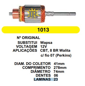 1013 IND. PART. WAPSA 8BR FIO 07 12V C278 D74 6D 
