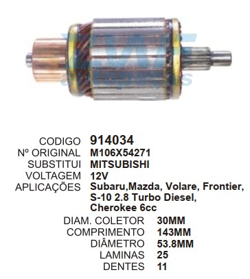 9007/914034 IND. PART. MITSUBISHI NISSAN PATHFINDER 12V C143.5 D54 ZWF