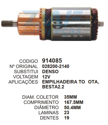 9049/914085 IND. PART. DENSO EMP.TOYOTA/TOPIC 12V C167.5 D50.4 19D ZWF