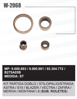 W2068ST -KIT BUCHA PART.DELCO ASTRA/DOBLO/STRADA/MONT/ZAF/MERI FINA