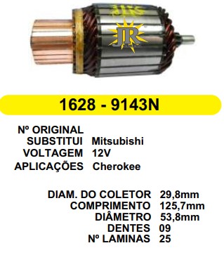 9143 IND. PART. MITSUBISHI CHEROKEE C125.7 D53.8 9D 12V JR