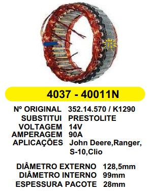 4037 EST. PRESTOLITE E128.5 I99 JOHN DEERE 90A 12V