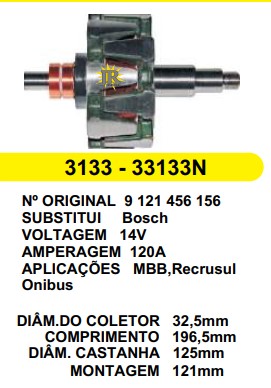 3133 ROTOR BOSCH HD1 120A 14V C196.5 D125 S/V