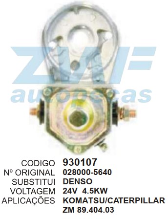930107 MANCAL PARTIDA C/RELE DENSO CURSOR/KOMATSU/CATERPILLAR 24V 4.5KW
