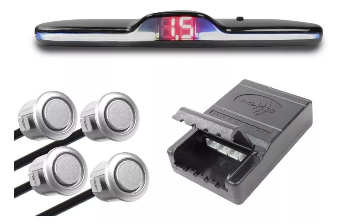 SENSOR ESTACIONAMENTO PRATA 22MM 4 PONTOS C/ DISPLAY 