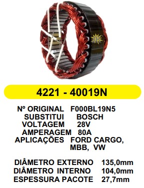 40019/4221 EST. BOSCH VW/FORD CARGO E135 I104 6FS 80A 24V
