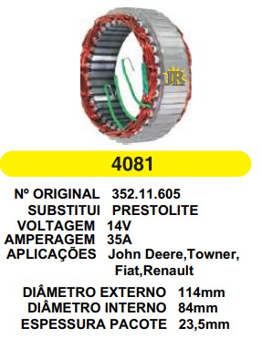 4081 EST. PRESTOLITE E114 I84 JOHN DEERE 35A 12V