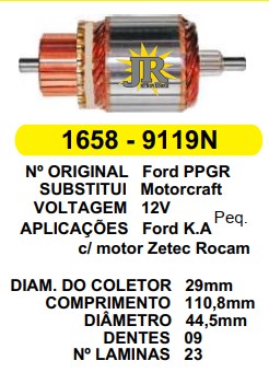 9119 IND. PART. MOTORCRAFT FORD KA ZETEC PEQ 12V C110.8 D44.5 9D 