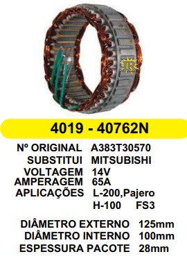 4019 EST. MITSUBISHI E125 I100 L200/PAJERO/H10012V 65A