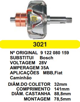 3021 ROTOR BOSCH 35A 28V C141 D88.8 S/V