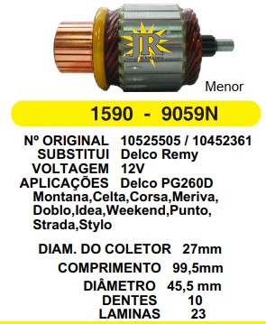 1590 IND. PART. DELCO CORSA PG260 TD 12V C99.5 D45.5 10D (MENOR)