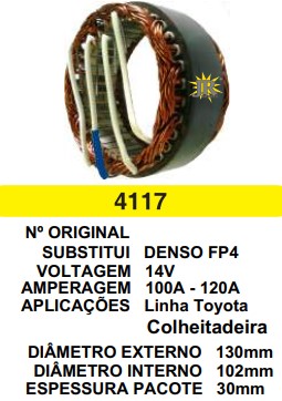 4117 EST. DENSO SANTA FE  E130 I102 L30 FP4 120A 12V