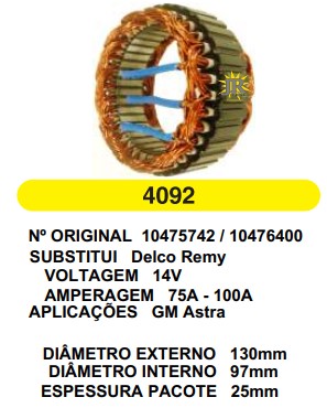 4092 EST. DELCO E130 I97 ASTRA MODERNO 100A 12V