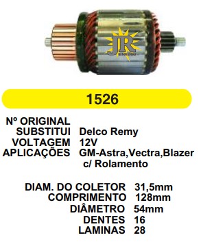 1526 IND. PART. DELCO ASTRA/VECTRA C/ROL.12V C128 D54 16D 