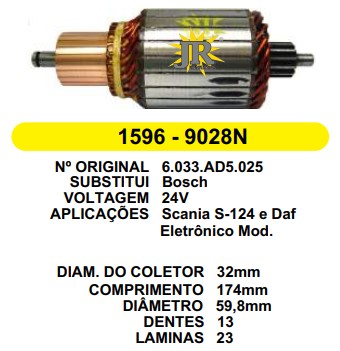 1596 IND. PART. BOSCH SCANIA 124 C/RED. CURTO 24V C174 D59.8 13D