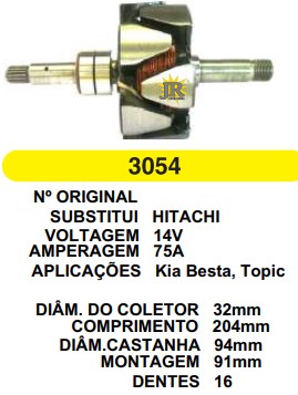 3054 ROTOR HITACHI BESTA/TOPIC 14V C204 D99 S/V