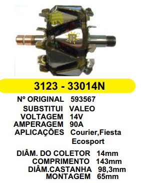 33014/3123  ROTOR VALEO COURIER/FIESTA 90A 14V C143 D98.3 C/V