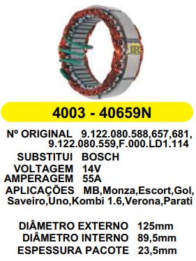 40659/4003 EST. BOSCH E125 I89.5 MB/VW/GM 55A 12V