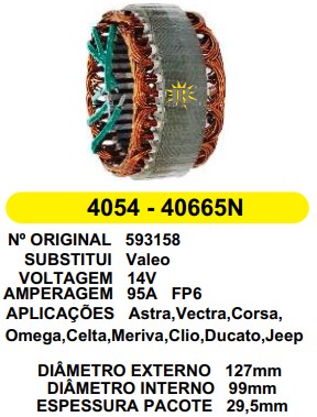 40665/4054 EST. VALEO E127 I99 LARGO FP6 95A 12V