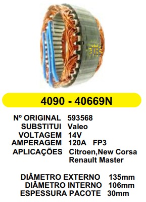 40669/4090 EST. VALEO E135 I106 CORSA/CITROEN 120A 12V