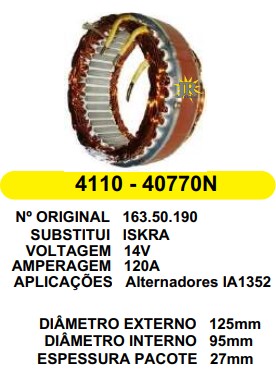 40770/4110 EST. ISKRA E125 I95 ØIFP4 (IA1296) 120A 12V