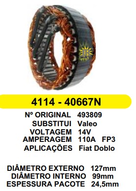 40667/4114 EST. VALEO E127 I99 ESTREITO FT3 110A 12V