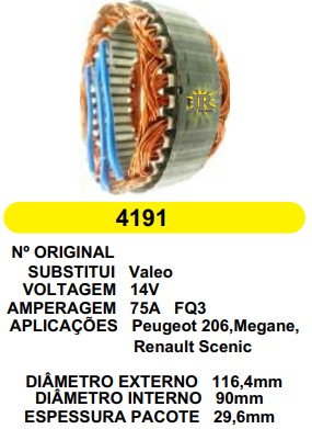 4191 EST. VALEO E116.4 I90 PEUGEOT/MEGANE FQ3 75A 12V