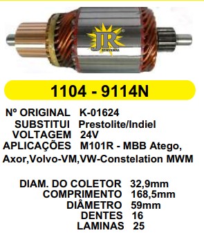 9114 IND. PART. PRESTOLITE M101R MB/VOLVO/VW 24V C168.5 D59 16D