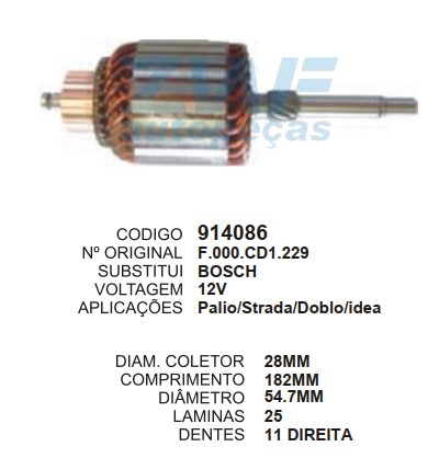 9003/914086 IND. PART. BOSCH FIAT DDM 1.0 E 1.4 12V C182 D54.7 11D DIR ZWF