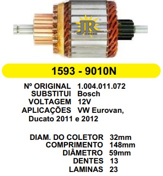 9010/800072 IND. PART. BOSCH EUROVAN 12V C148 D59 13D HS