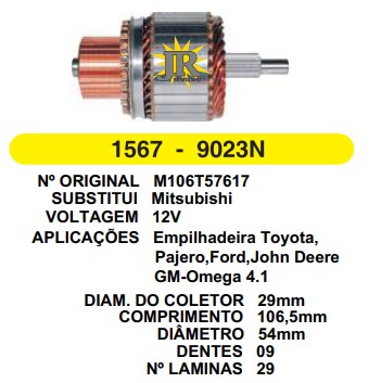 9023/800342 IND. PART. MITSUBISH EMPILHAD/PAJERO 12V C106.5 D54 9D HS