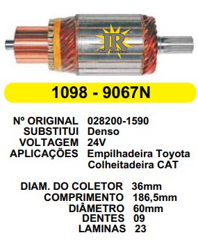 9067/800590 IND. PART. DENSO TOYOTA/ COLH.CATERPILLAR 24V C186.5 9D HS