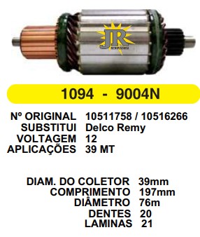 9004 IND. PART. DELCO 39MT 12V 20D C197 D76 