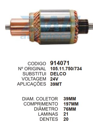 9005/914071 IND. PART. DELCO 39MT 24V C197 D76 20D ZWF