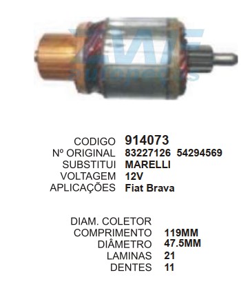 9006/914073 IND. PART. MARELLI BRAVA 12V C120 D47.45 11D ZWF