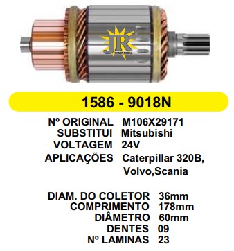 9018 IND. PART. MITSUBISHI CATERPILLAR 320B 24V C178 D60 9D 