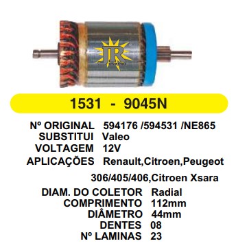 9045 IND. PART. VALEO CITROEN/PEUGEOT/XSARA RADIAL 12V C112 D44 8D 
