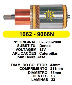 9066 IND. PART. DENSO JOHN DEERE/CATERPILLAR/CASE 12V C211 D65 18D 