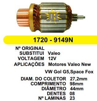 9149 IND.VALEO GOL G5/SPACE FOX 12V C98MM D44.2 8D **ORIGINAL**