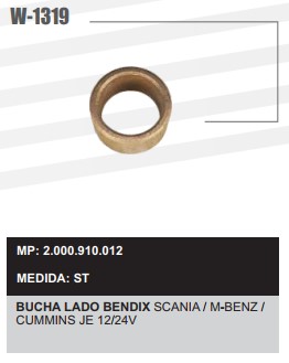 W1319ST BUCHA LADO BENDIX JE CUMMINS M-BENZ/SCANIA (C/10)