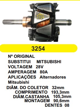 3254 ROTOR MITSUBISHI H100/L20/HR 80A C193.3 D105.3 C/V