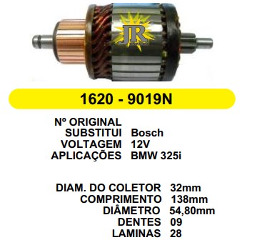 9019 IND. PART. BOSCH BMW 318I 325I 12V C138 D54.8 9D JR