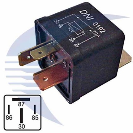 DNI0192 RELE AUXILIAR 12V 4T 70A C/SUP.