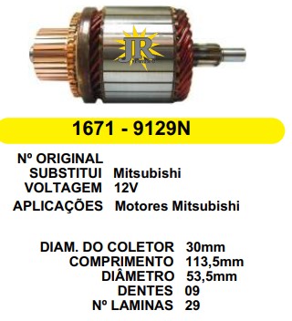 9129 IND. PART. MITSUBISHI GM/CITROEN/FORD NISSAN EMPILH.C113 D53.6 9D JR