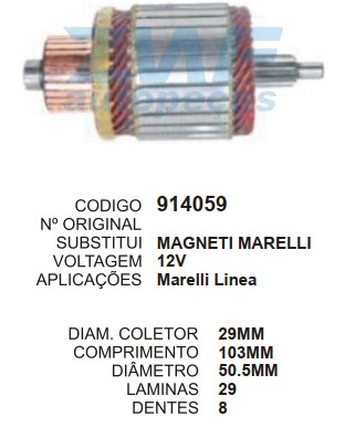 9024/914059 IND. PART. MARELLI LIVINA 12V C103 D50.5 8D ZWF
