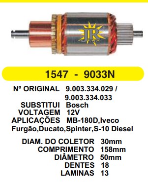 9033 IND. PART. BOSCH SPRINTER/MB180/BOSCH 12V C158 D50 18D 
