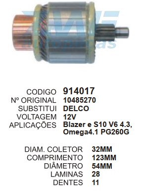 9041/914017 IND. PART. DELCO BLAZER 12V C123 D54 11D ZWF