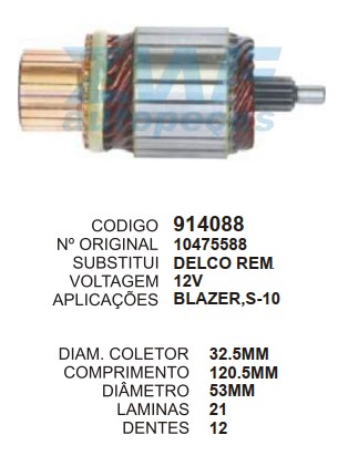 9048/914088 IND. PART. DELCO BLAZER/S10 PG260M 12V C120.5 D53 12D  ZWF