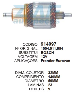 9076/914097 IND. PART. BOSCH EUROVAN 12V C149 D59 9D ZWF